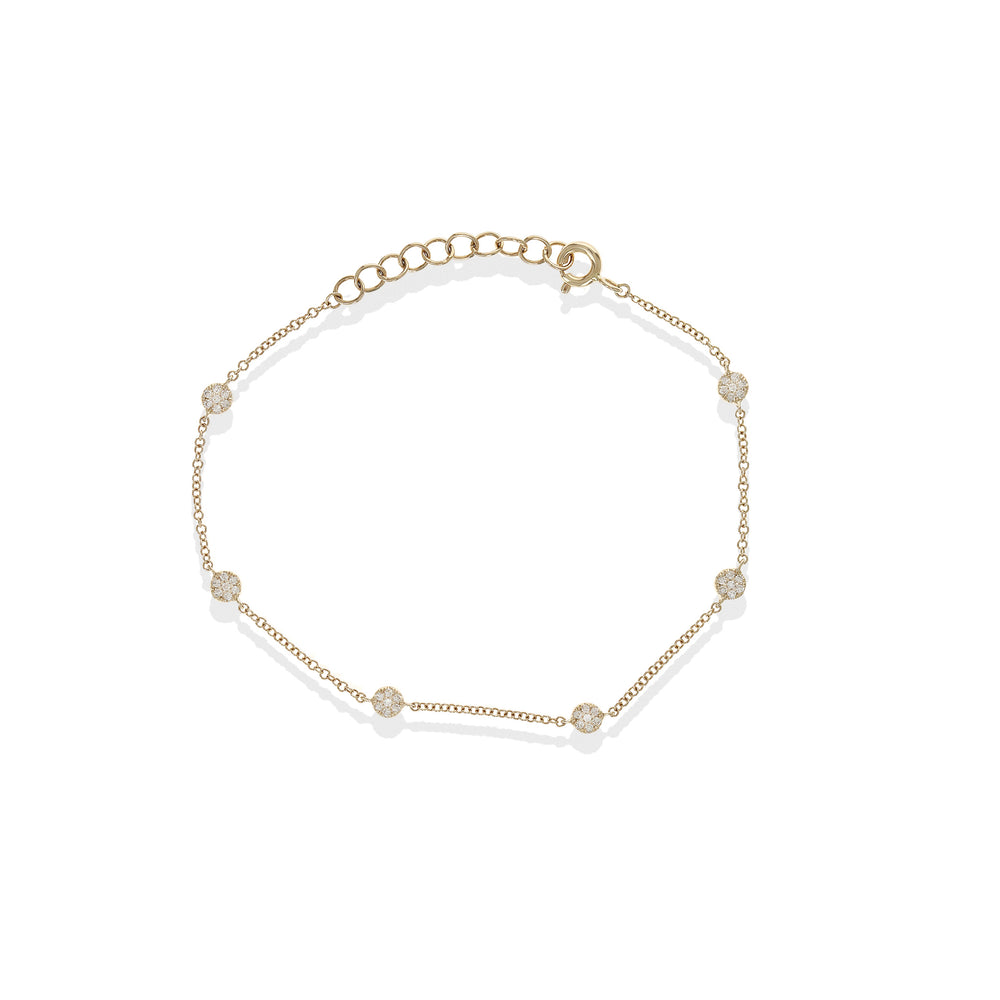 
            
                Load image into Gallery viewer, Pave&amp;#39; Diamond Disc By-The-Yard 14kt Gold Bracelet | Alexandra Marks Jewelry
            
        