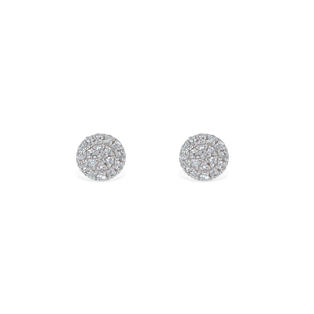 Tiny Diamond Circle Stud Earrings, 14k White Gold - Alexandra Marks Jewelry