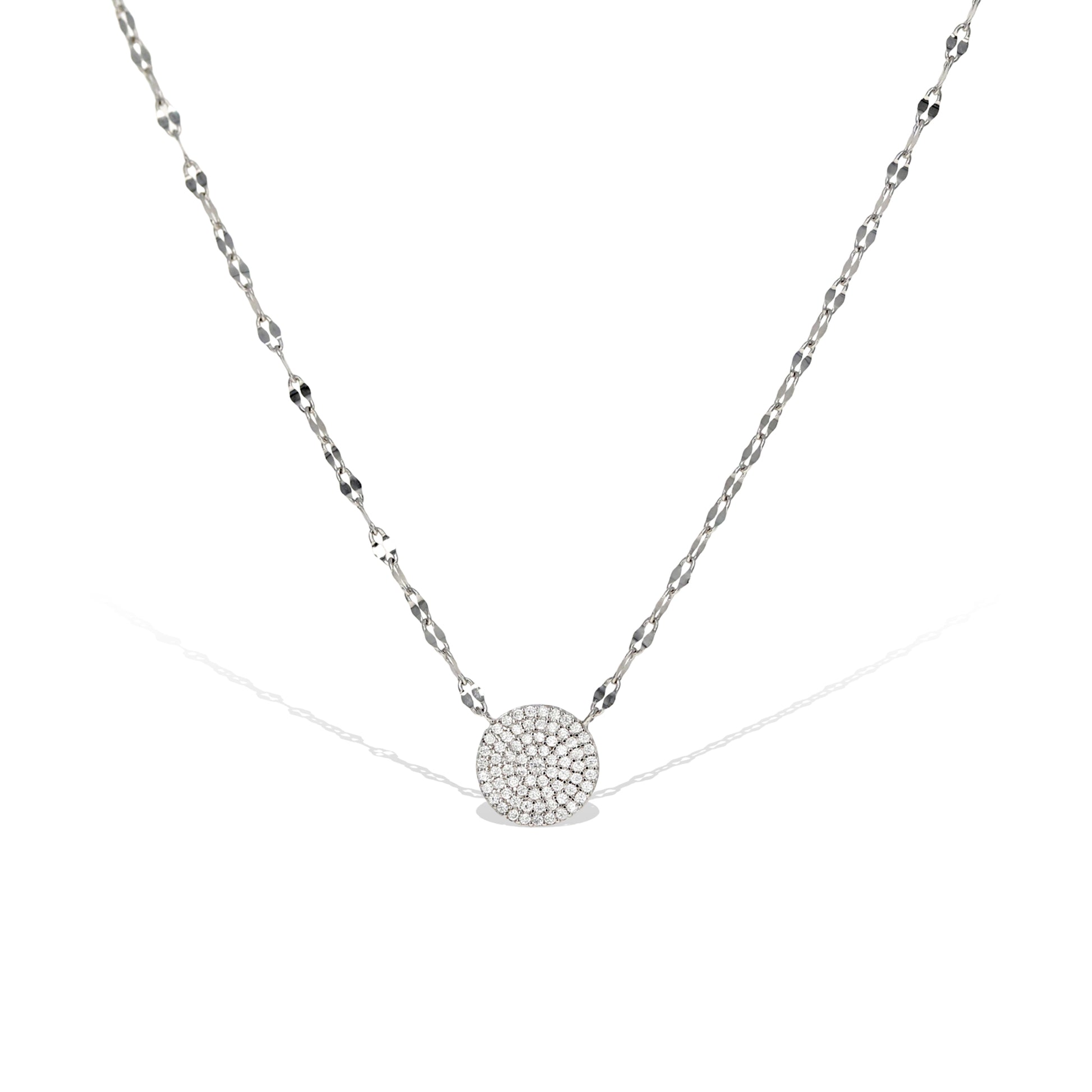 Silver Diamond Cut Disc Necklace | Alexandra Marks Jewelry