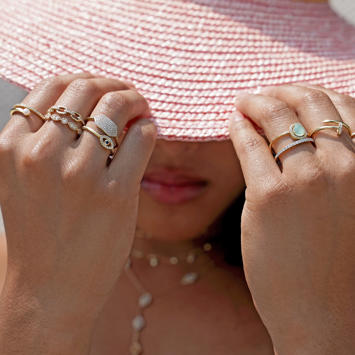 Stacking the 14k gold diamond signet ring from Alexandra Marks Jewelry