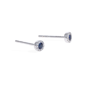 Mini Sapphire & Diamond White Gold Stud Earrings - Alexandra Marks Jewelry