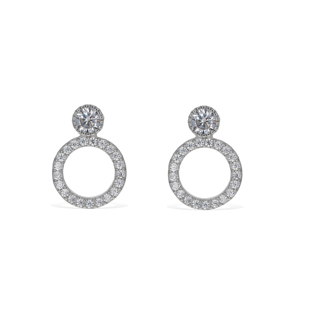 CZ Mini Circle Stud Earrings in Sterling Silver - Alexandra Marks Jewelry