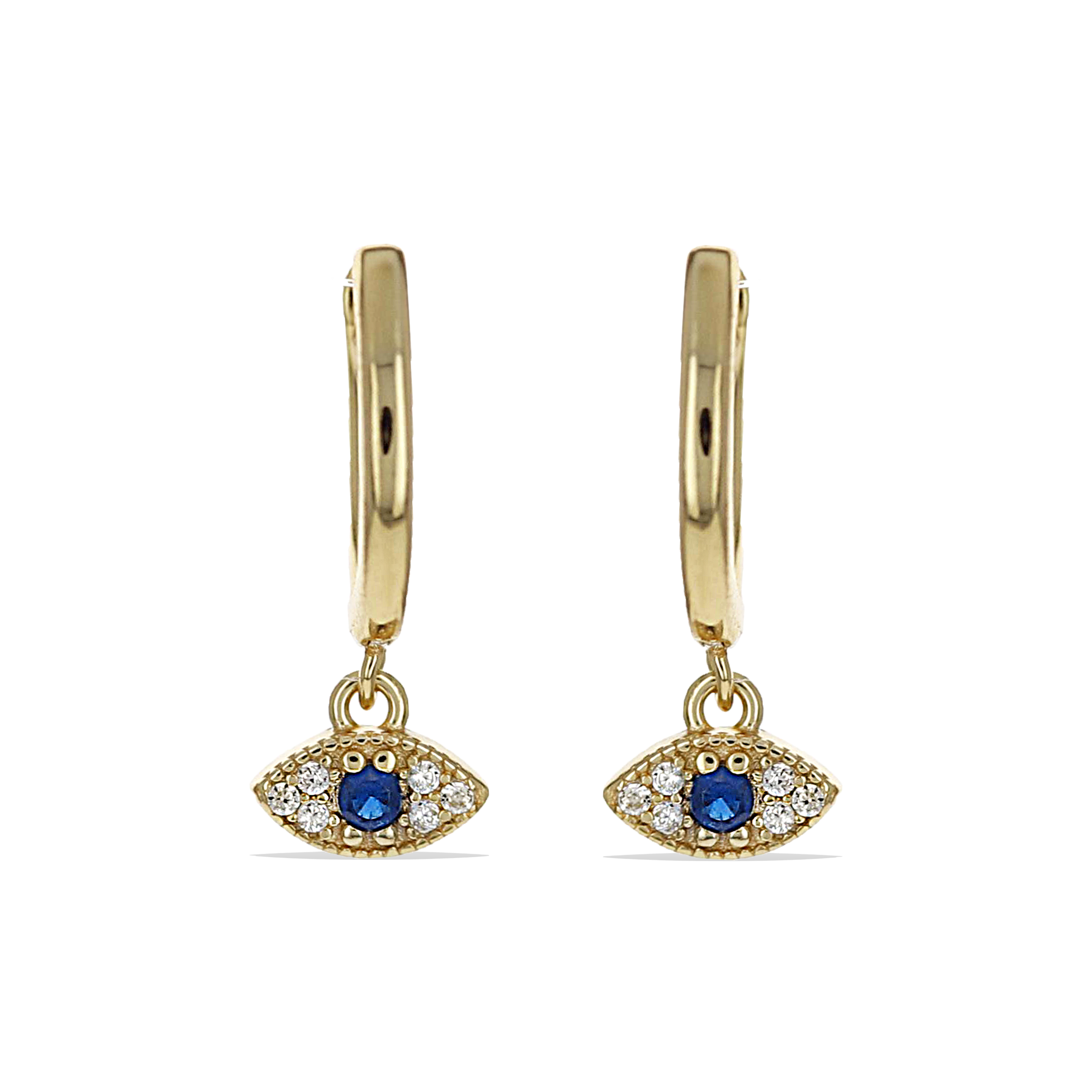 925 Sterling Silver Evil Eye Huggie Hoop Earrings – Hypoallergenic, Rhodium Plated, CZ Crystal, Nickel Free, Clip Hoop E12