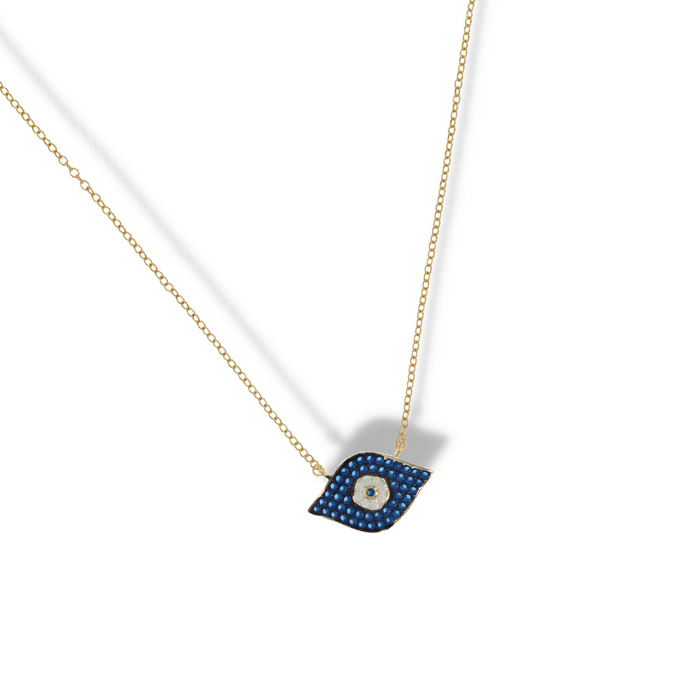 Evil Eye Blue CZ Necklace in gold plated silver - Alexandra marks Jewelry