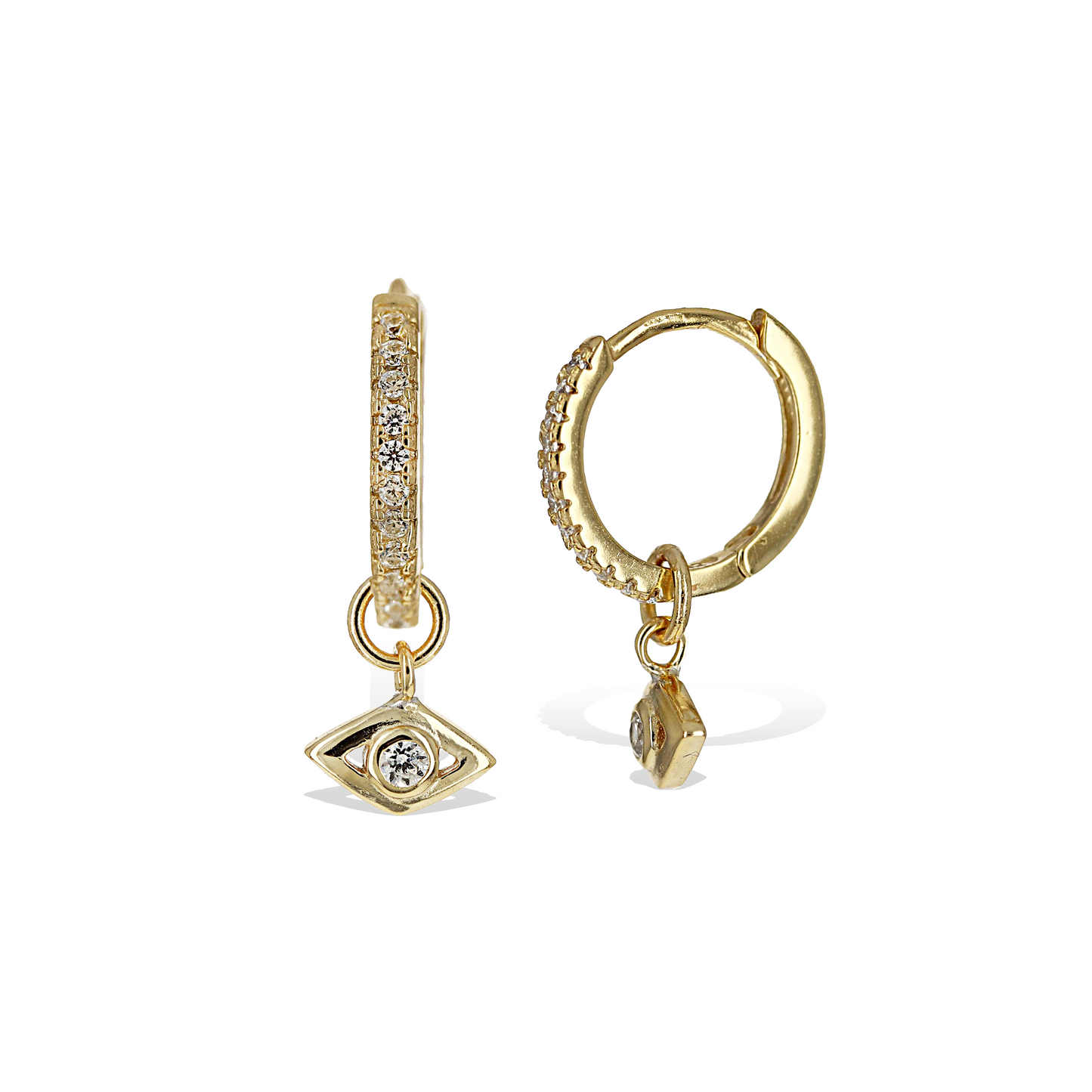 Alexandra Marks | Gold Evil Eye Charm Huggie Hoop Earrings