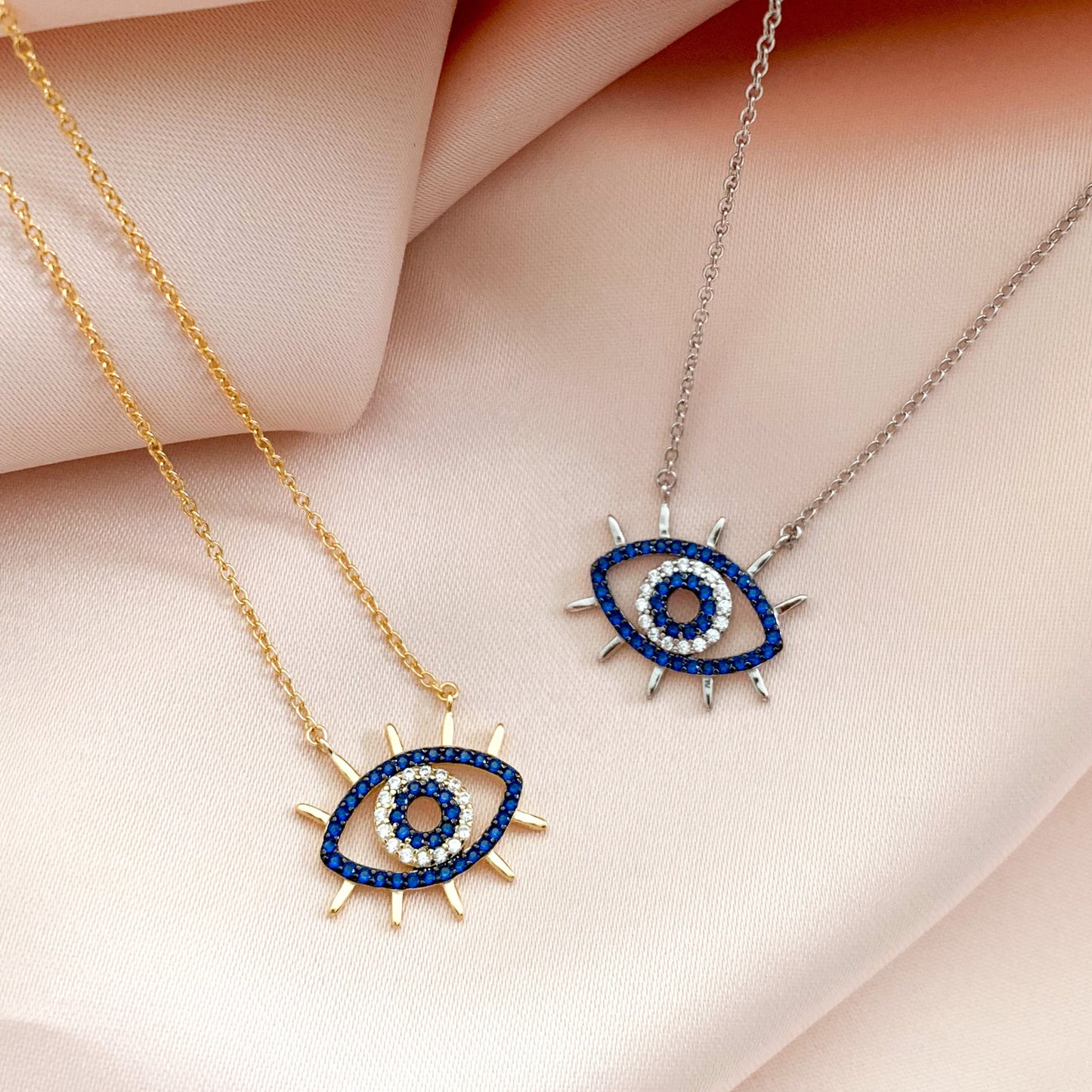 Alexandra Marks - Bold CZ Evil Eye Pendant Necklaces in Silver and Gold