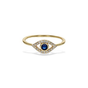 
            
                Load image into Gallery viewer, Alexandra Marks - Evil Eye Blue Sapphire Cz Gold Ring
            
        