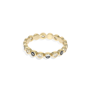 Gold Navy Blue Evil Eye Stacking Ring | Alexandra Marks Jewelry