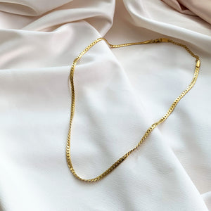 Simple modern fancy herringbone chain necklace in gold plated stainless steel - Alexandra marks