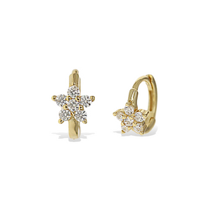Alexandra Marks | Tiny Flower Huggie Hoop Earrings in Gold Plated Sterling Silver