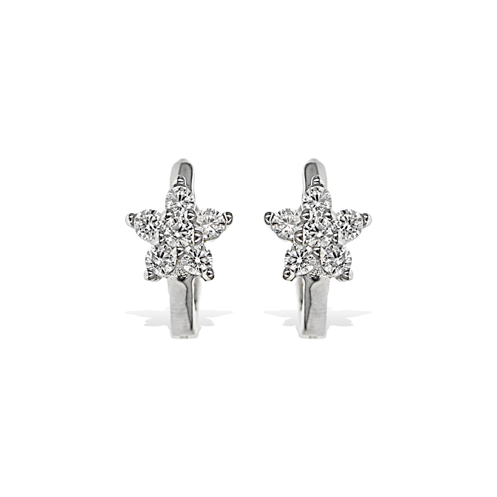 Small Silver CZ Flower Hoop Earrings - Alexandra Marks Jewelry