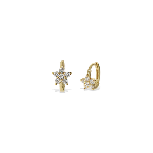 Alexandra Marks | Tiny Flower CZ Huggie Hoop Earrings in Gold