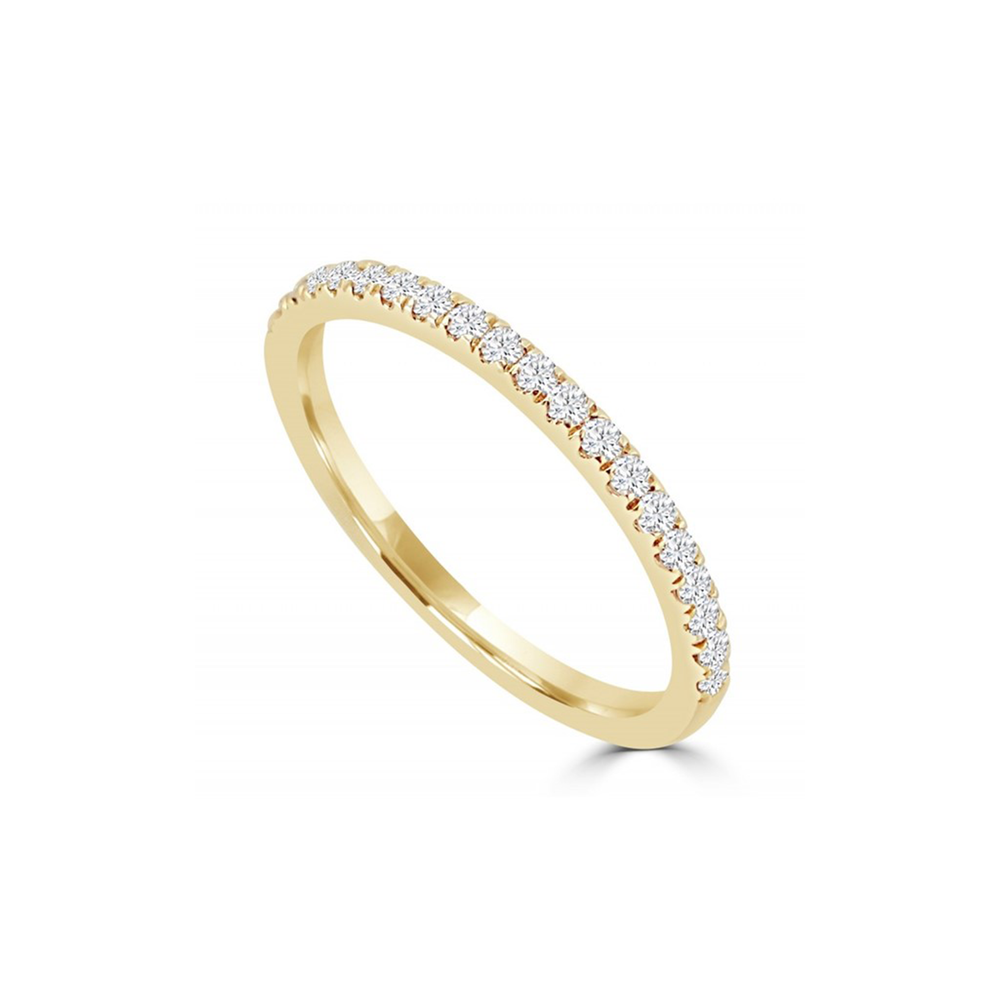 
            
                Load image into Gallery viewer, Thin Diamond 14kt Yellow Gold Band - Alexandra Marks Jewelry
            
        