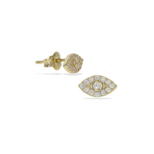Gold cz small evil eye stud earrings - Alexandra Marks