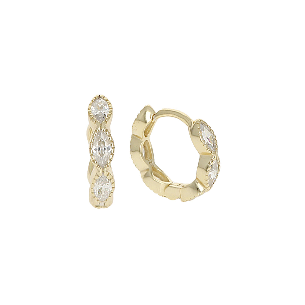 
            
                Load image into Gallery viewer, Alexandra Marks - Marquise Shaped Cz Huggie Hoop Earrings in Gold
            
        