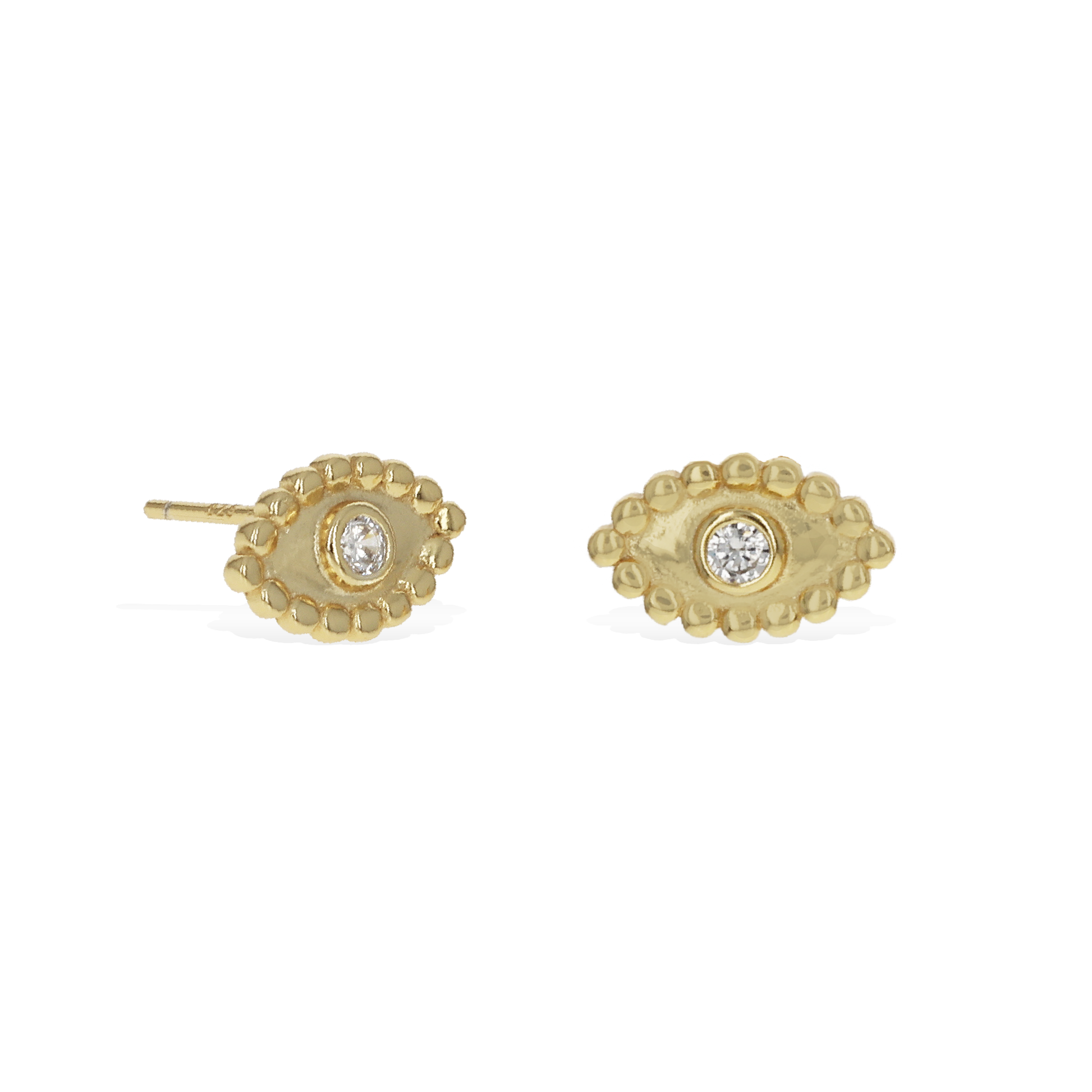 Gold Simple Everyday Evil Eye Stud Earrings | Alexandra Marks jewelry