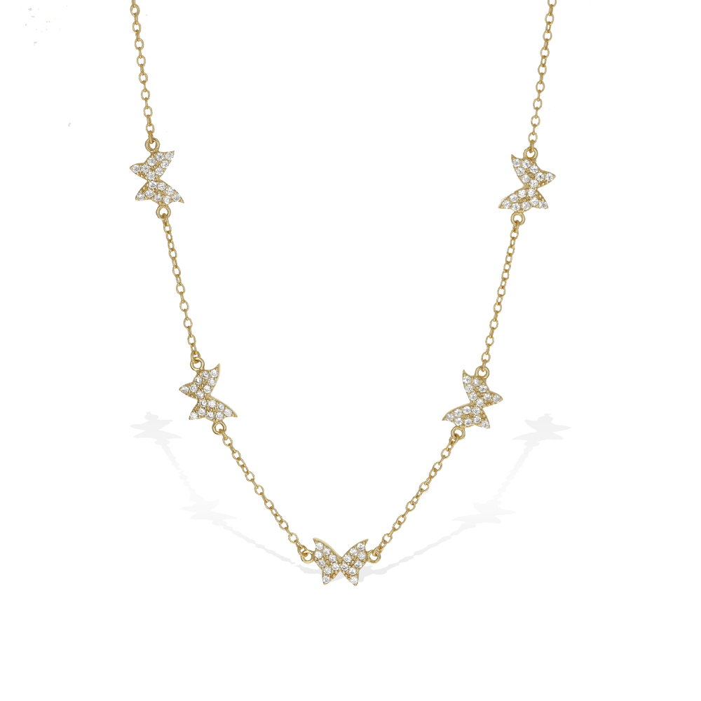 Gold Pave' CZ Butterfly Choker Necklace | Alexandra Marks Jewelry