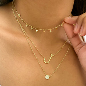 
            
                Load image into Gallery viewer, Gold Letter J Initial necklace from Alexandra Marks Jewelry
            
        