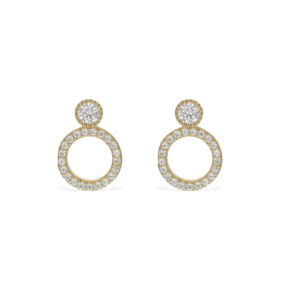 Gold Dainty Double Circle Stud Earrings | Alexandra Marks Jewelry