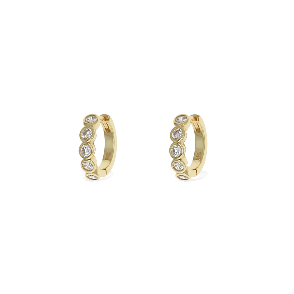 Mini Bezel CZ Gold Hoop Earrings - Alexandra Marks Jewelry