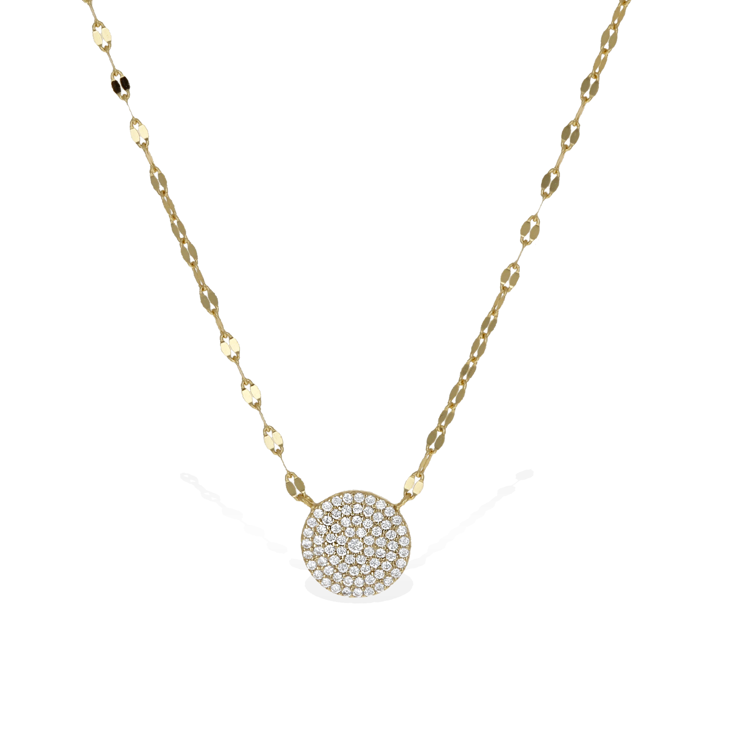 Gold Diamond Cut Disco Disc Necklace - Alexandra Marks Jewelry