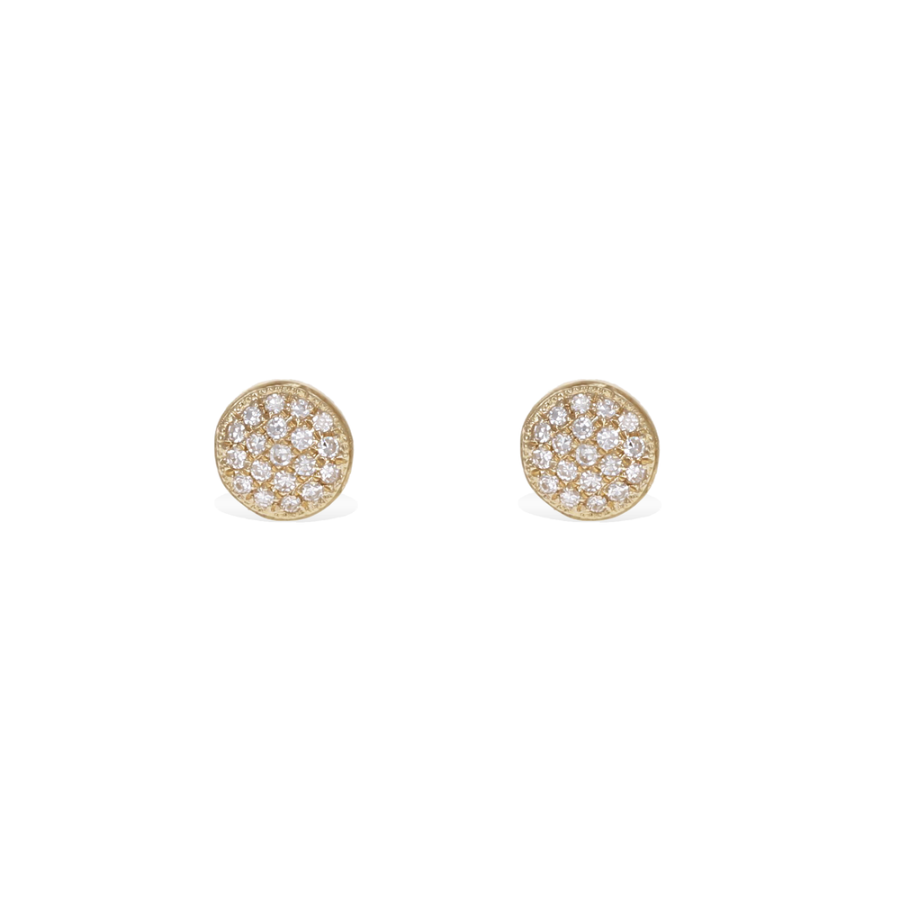 Dainty Diamond Disc Stud Earrings, 14k Gold | Alexandra Marks Jewelry