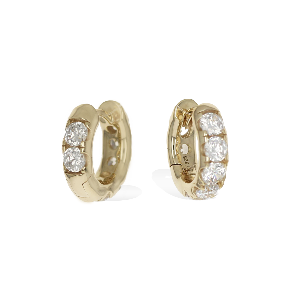 Petite CZ Huggie hoop earrings in gold plated sterling silver - Alexandra Marks Jewelry
