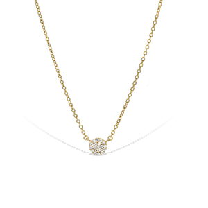 Alexandra Marks | Miniature Pave' CZ Disc Necklace in Gold
