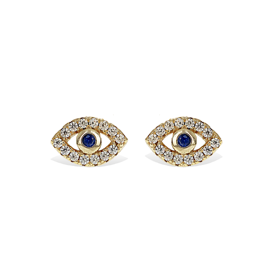Alexandra Marks | Gold CZ Evil Eye Stud Earrings