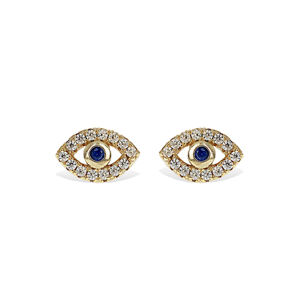 
            
                Load image into Gallery viewer, Alexandra Marks | Gold CZ Evil Eye Stud Earrings
            
        