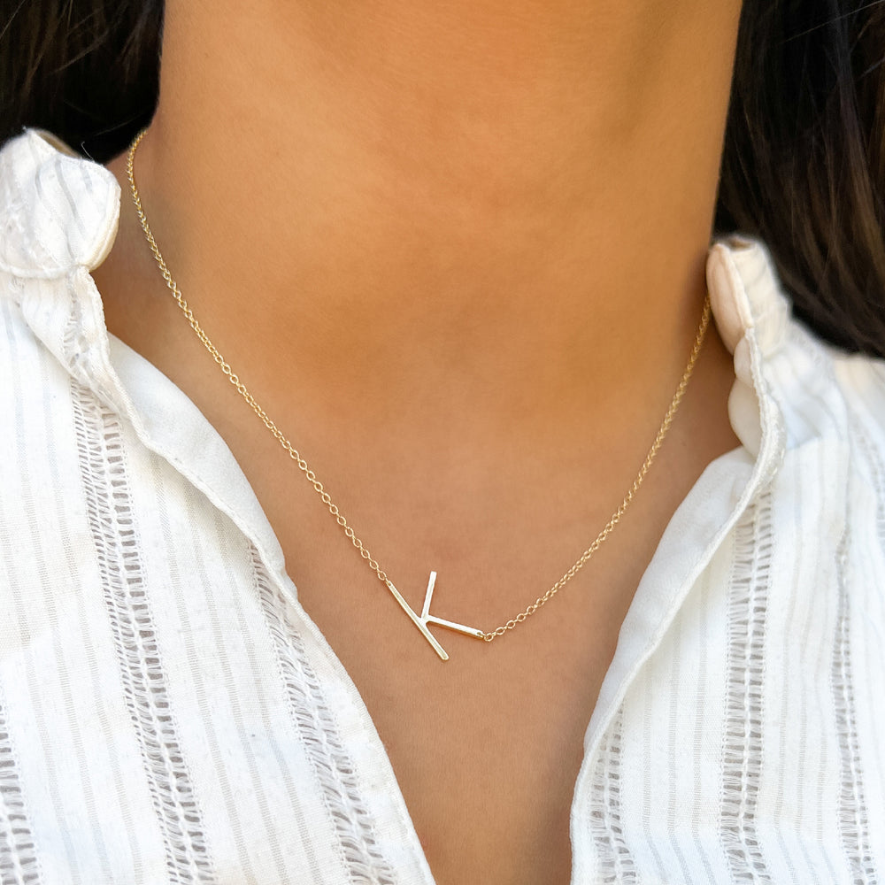 Gold Letter K Initial Necklace | Alexandra Marks Jewelry