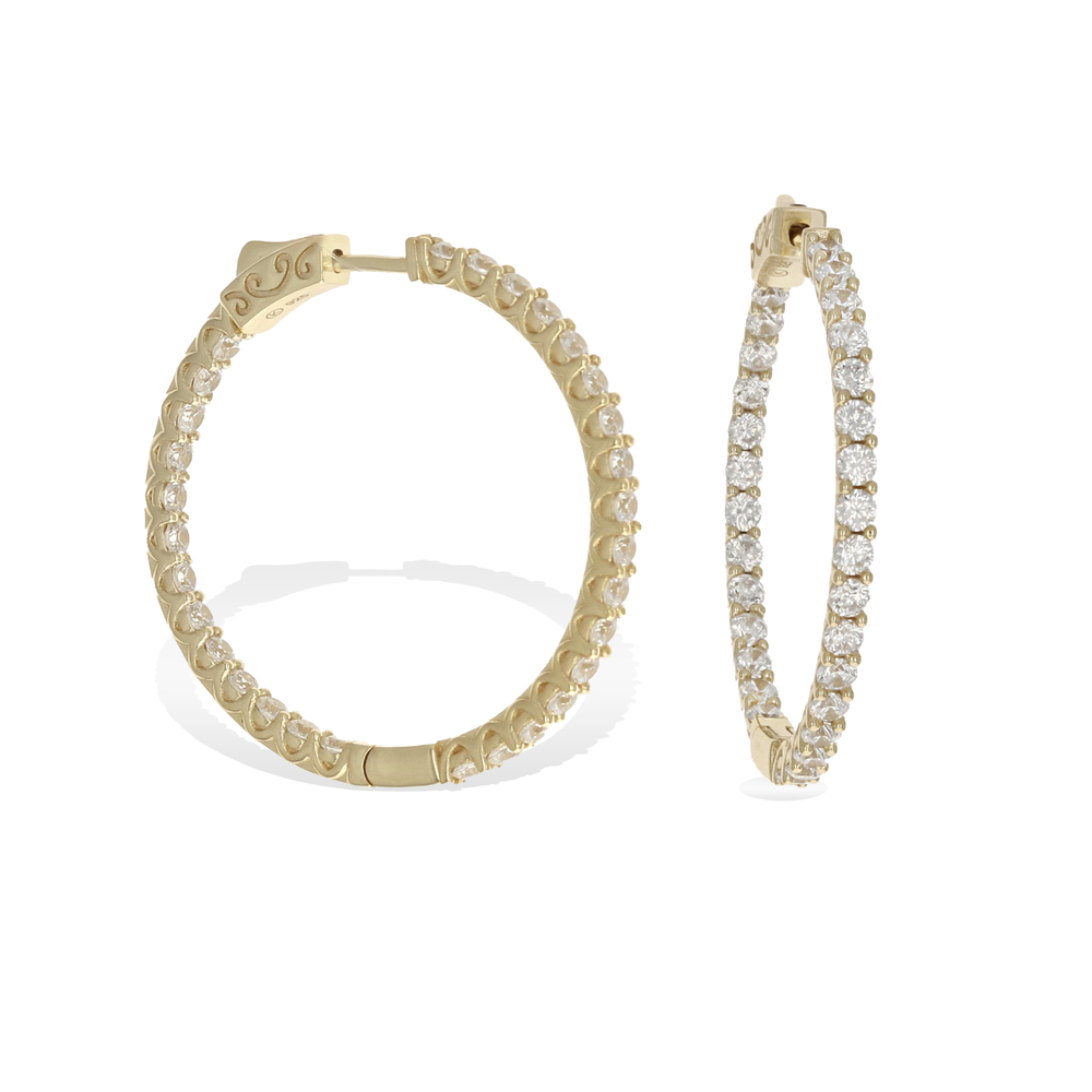 
            
                Load image into Gallery viewer, Gold Classic Inside Outside CZ Hoop Earrings | Alexandra Marks Jewelry
            
        