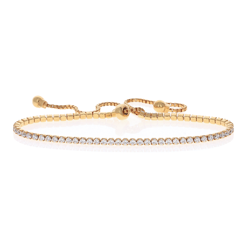 
            
                Load image into Gallery viewer, Thin Gold Adjustable CZ Tennis Bracelet | Alexandra Marks Jewelry
            
        