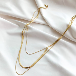 Simple gold herringbone layered necklace from Alexandra Marks Jewelry