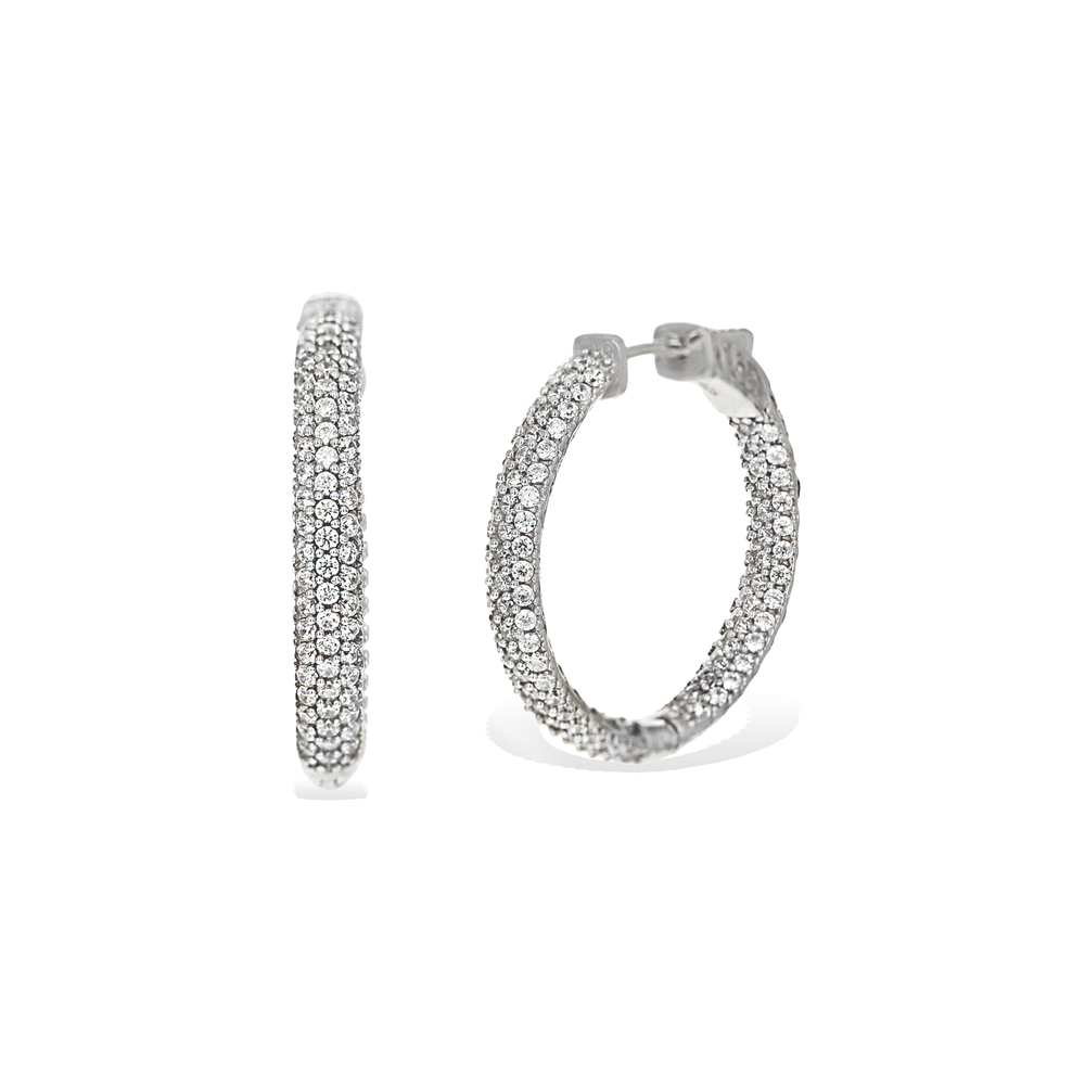 Alexandra Marks | Pave' CZ Inside-Outside Hoop Earrings in Sterling Silver 