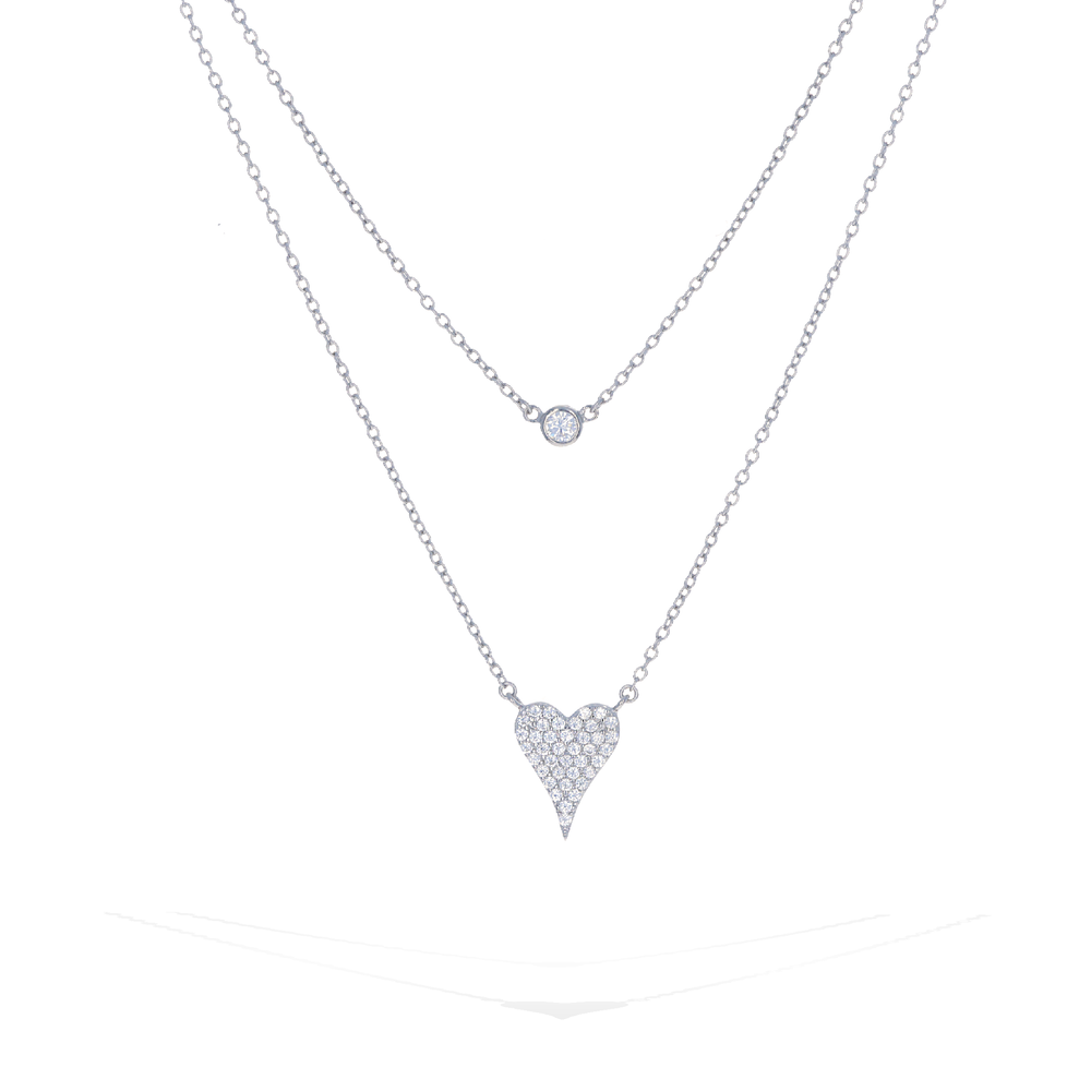 Everyday CZ Heart Silver Necklace - Alexandra Marks Jewelry