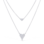 Layered Silver CZ Heart Pendant Necklace - Alexandra Marks Jewelry