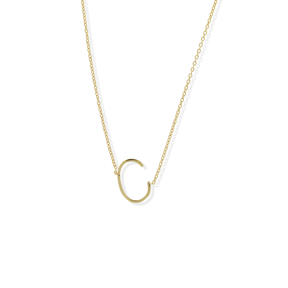 Alexandra Marks | Sideways Gold Letter C Initial Necklace 