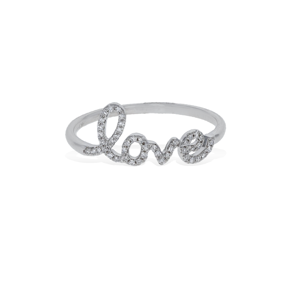 Diamond Love Script Ring | Alexandra Marks Jewelry