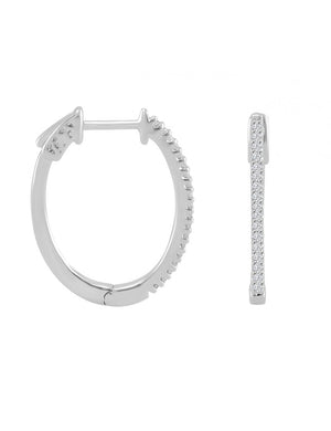 White Gold & Diamond Oval Hoop Earrings - Alexandra Marks Jewelry