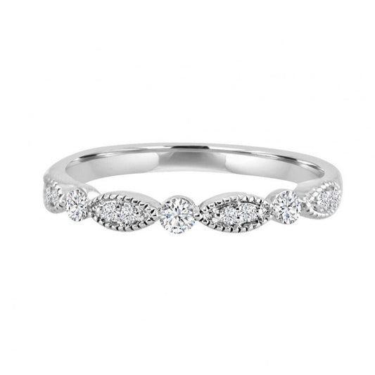 Alexandra Marks | Diamond Marquise Shaped Eternity Band in 14kt White Gold, sz 7