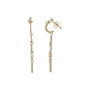 
            
                Load image into Gallery viewer, Alexandra Marks | Mixed CZ Gold Long Drop Earrings
            
        