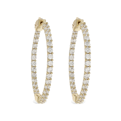 Gold CZ Hoop Earrings with a Push Button Clasp - Alexandra Marks Jewelry