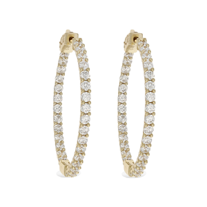 Gold CZ Hoop Earrings with a Push Button Clasp - Alexandra Marks Jewelry