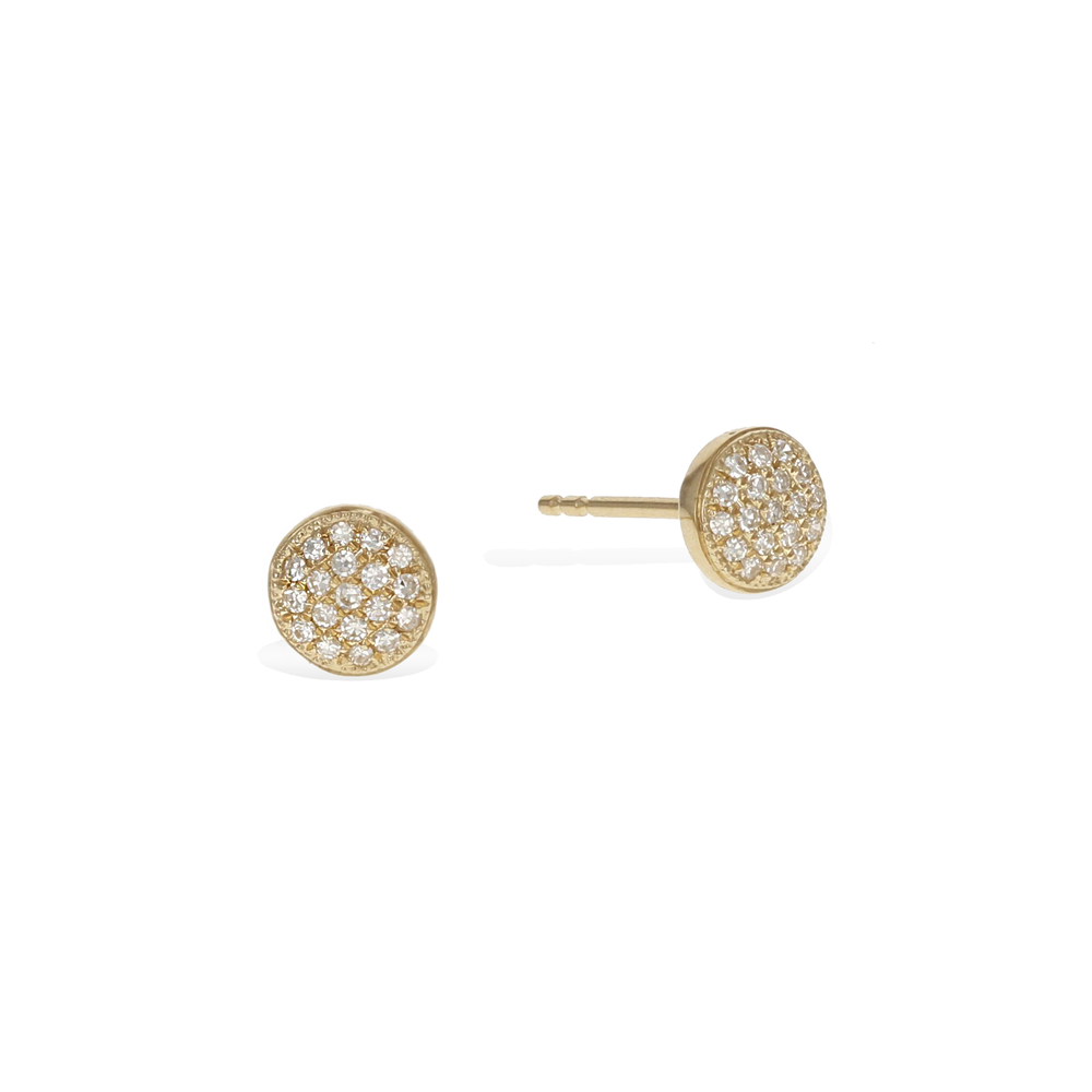 Mini 14k Gold Diamond Circle Stud Earrings - Alexandra Marks Jewelry