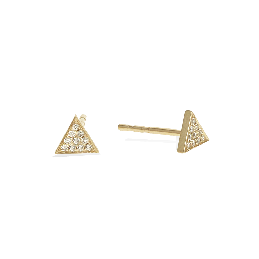 
            
                Load image into Gallery viewer, Tiny Diamond Triangle Gold Stud Earrings - Alexandra Marks Jewelry
            
        