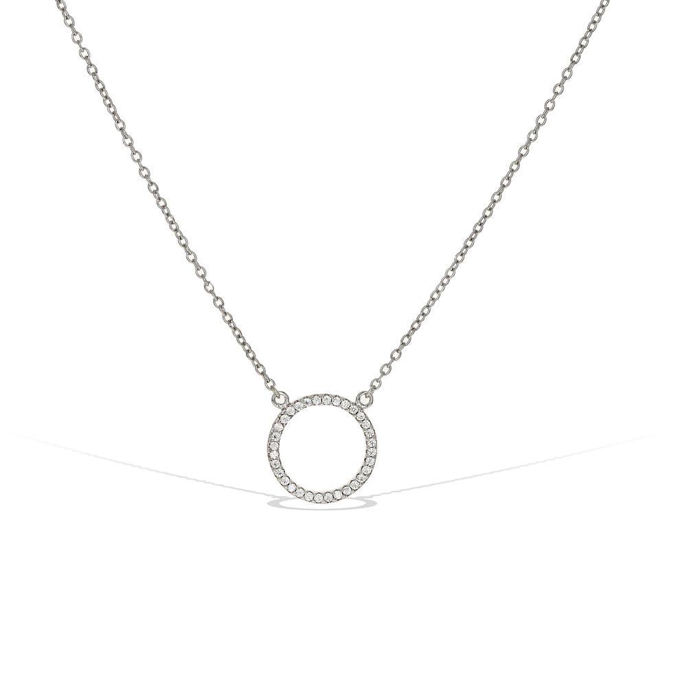 CZ Silver Open Circle Necklace - Alexandra Marks Jewelry