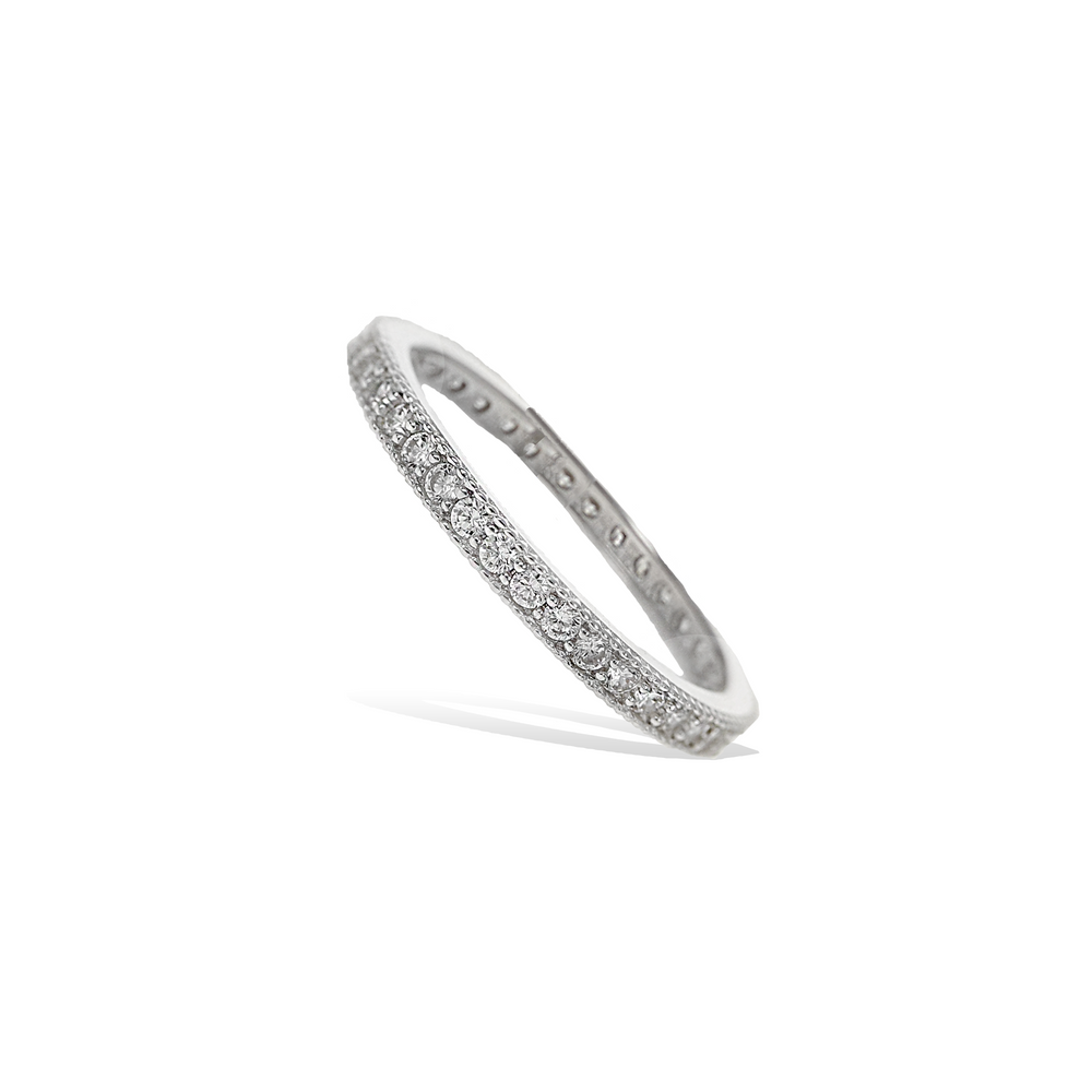 
            
                Load image into Gallery viewer, Classic CZ Silver Eternity Band Ring - Alexandra Marks Jewelry
            
        