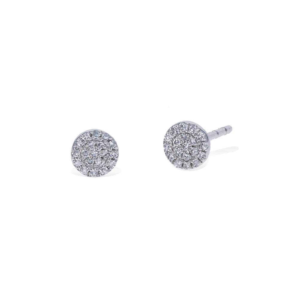 
            
                Load image into Gallery viewer, Mini Diamond Disc Stud Earrings | Alexandra Marks Jewelry
            
        