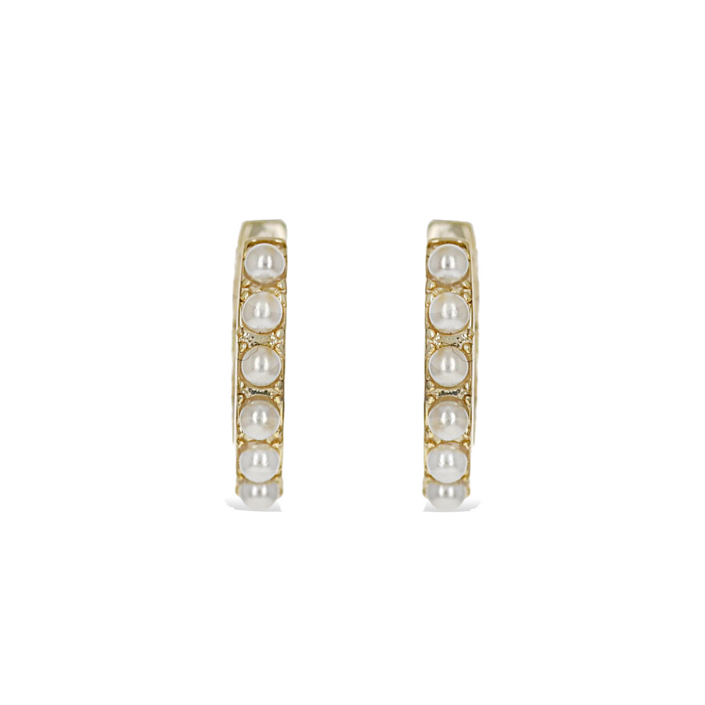 Small 16mm white pearl hoop earrings - Alexandra Marks Jewelry